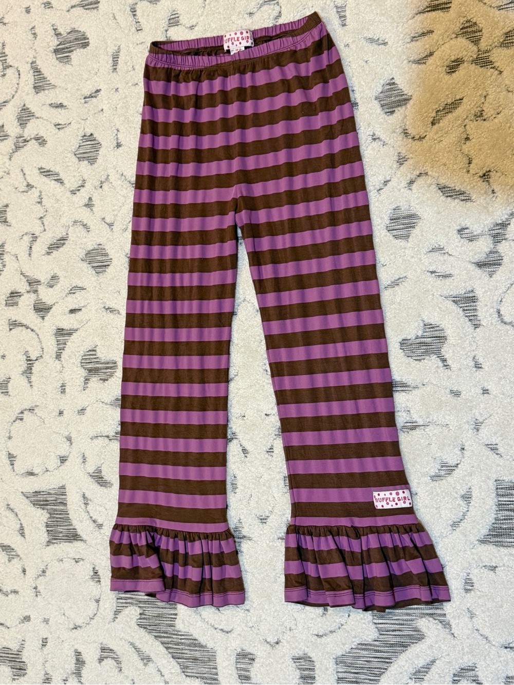 Ruffle Girl size 14 Striped Ruffle Hem Pants in Purple and Brown